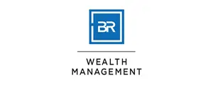 Logo of BR Wealth Management featuring a stylized BR in a blue square above the text Wealth Management.